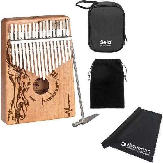 Sela SE250 Kalimba Mahagoni 17 Peaceful Mind mitTuch (Perkussion), Perkussion, Braun