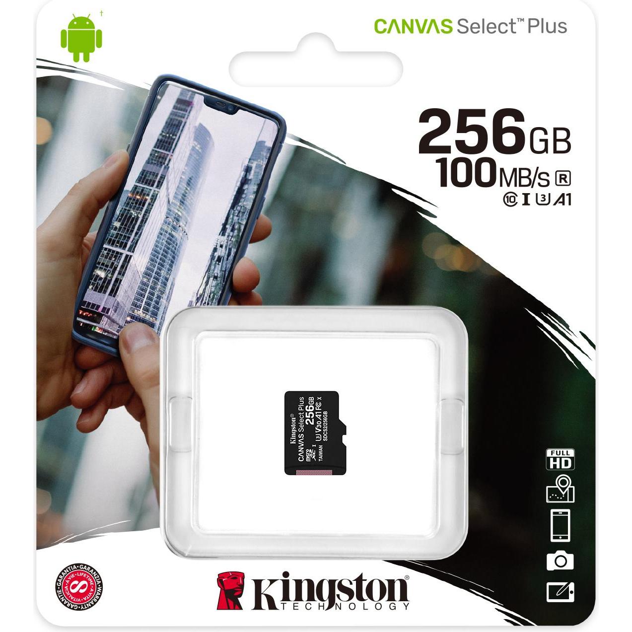 Thumbnail - Kingston Canvas Select Plus (256 GB, microSDXC, U3, UHS-I), Speicherkarte, Schwarz