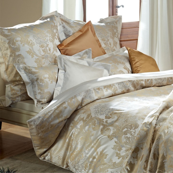 Image du produit Curt Bauer Linge de lit en damas de brocart Louis XIV or antique (Set de linge de lit, 135x200 cm + 80x80 cm)