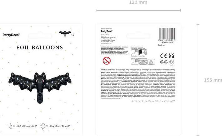 Immagine prodotto Partydeco Pallone Foil Bat Halloween nero (1 x)