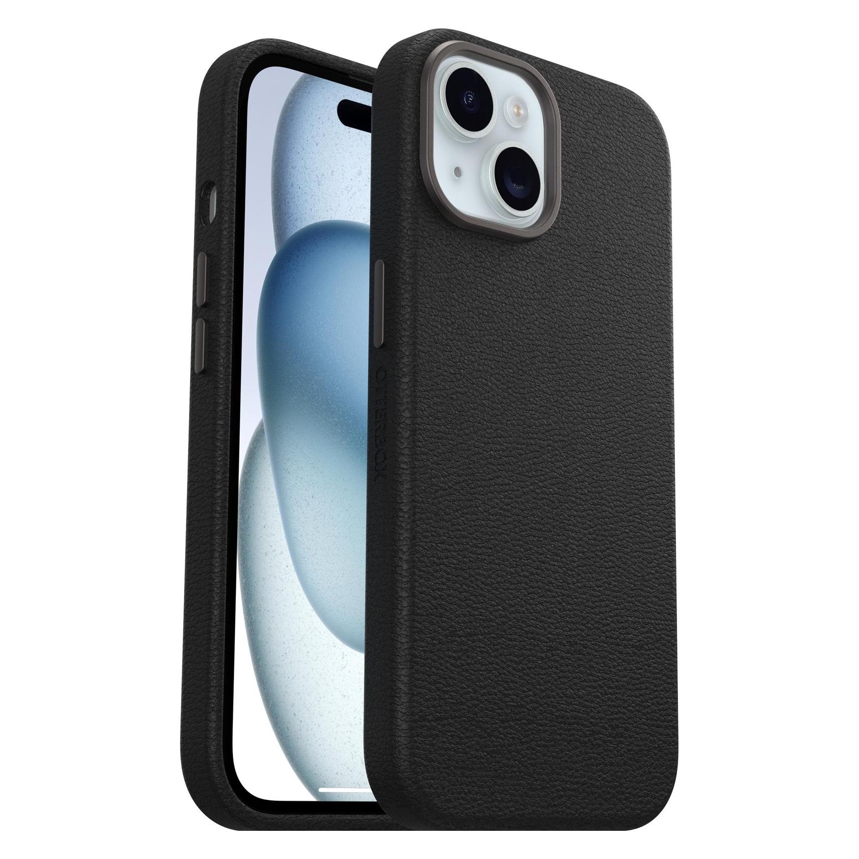 OtterBox Symmetry Cactus Leather Mit MagSafe (Apple IPhone 13, Apple IPhone 14, Apple IPhone 15), Smartphone Hülle, Schwarz