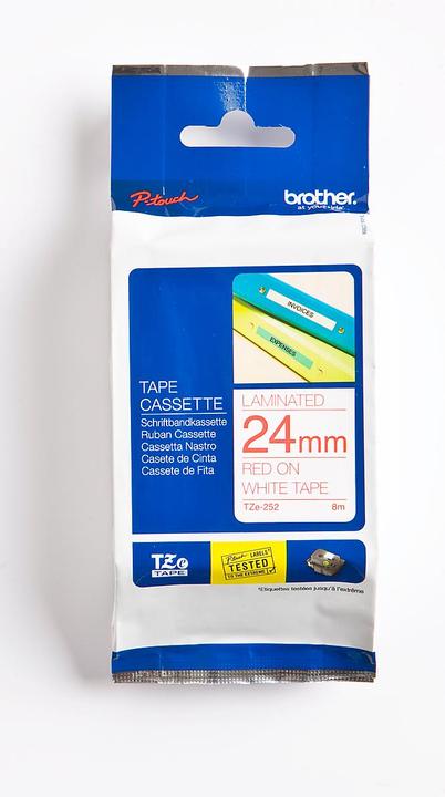 Actual product image Brother Tze-252 (2.40 cm, Red, White)