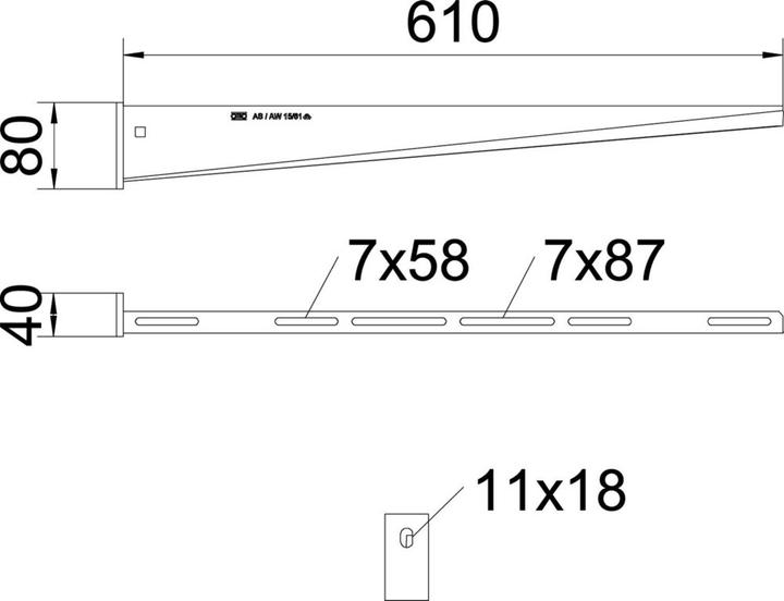 Actual product image OBO Bettermann OBO AW 15 61 A4 Wall/stalk bracket 610mm V4A w.head plate (Various)