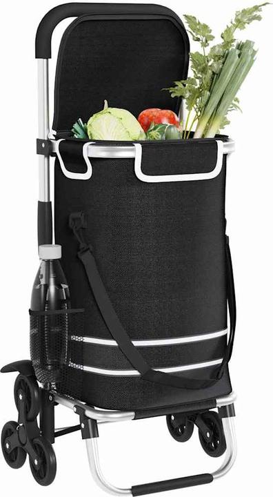 Produktbild VidaXL Einkaufstrolley mit Treppensteiger Schwarz 40 L