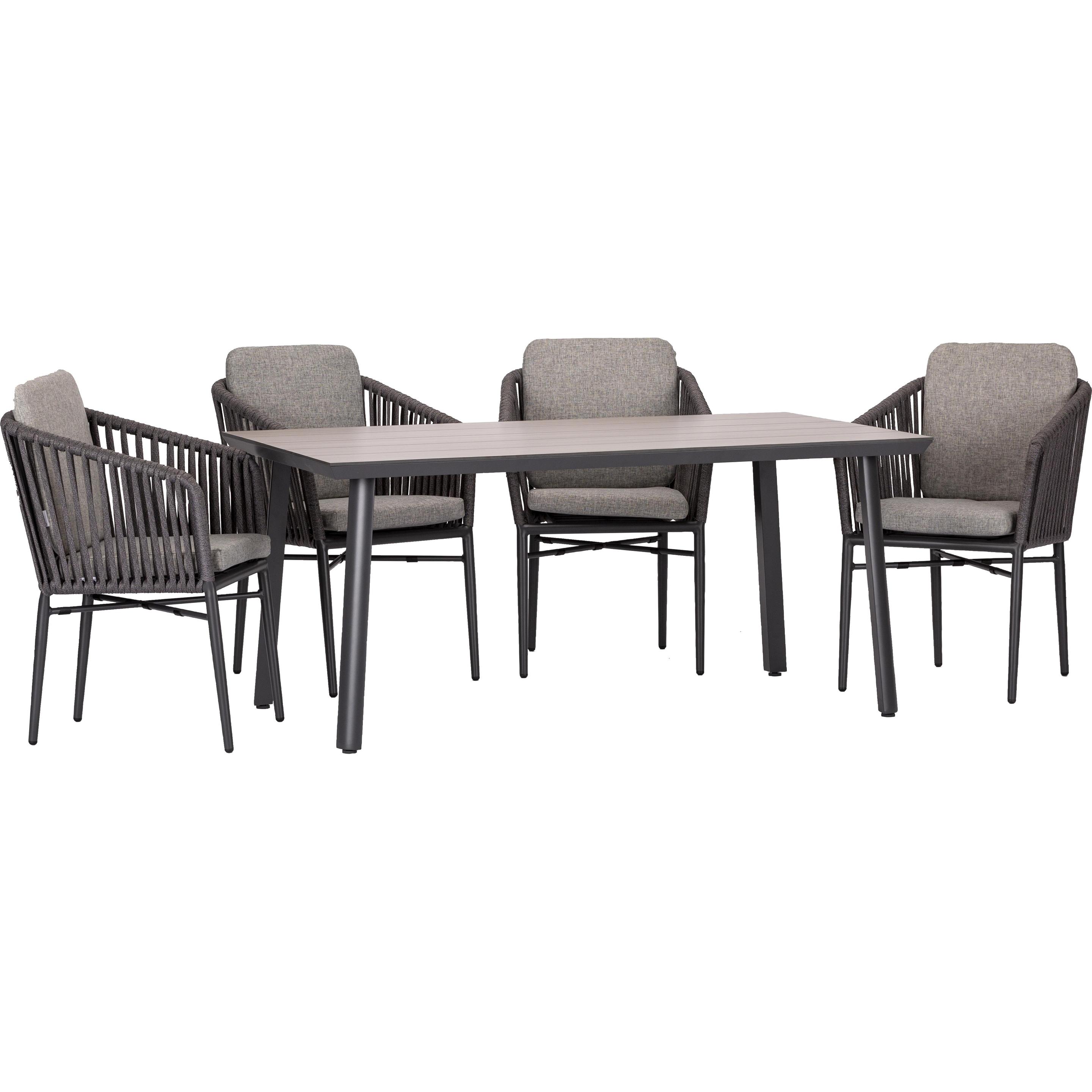 Acamp, Gartentisch + Balkontisch, Set 4x MANHATTAN Armsessel + 1x BIARRITZ Tisch (160 cm)