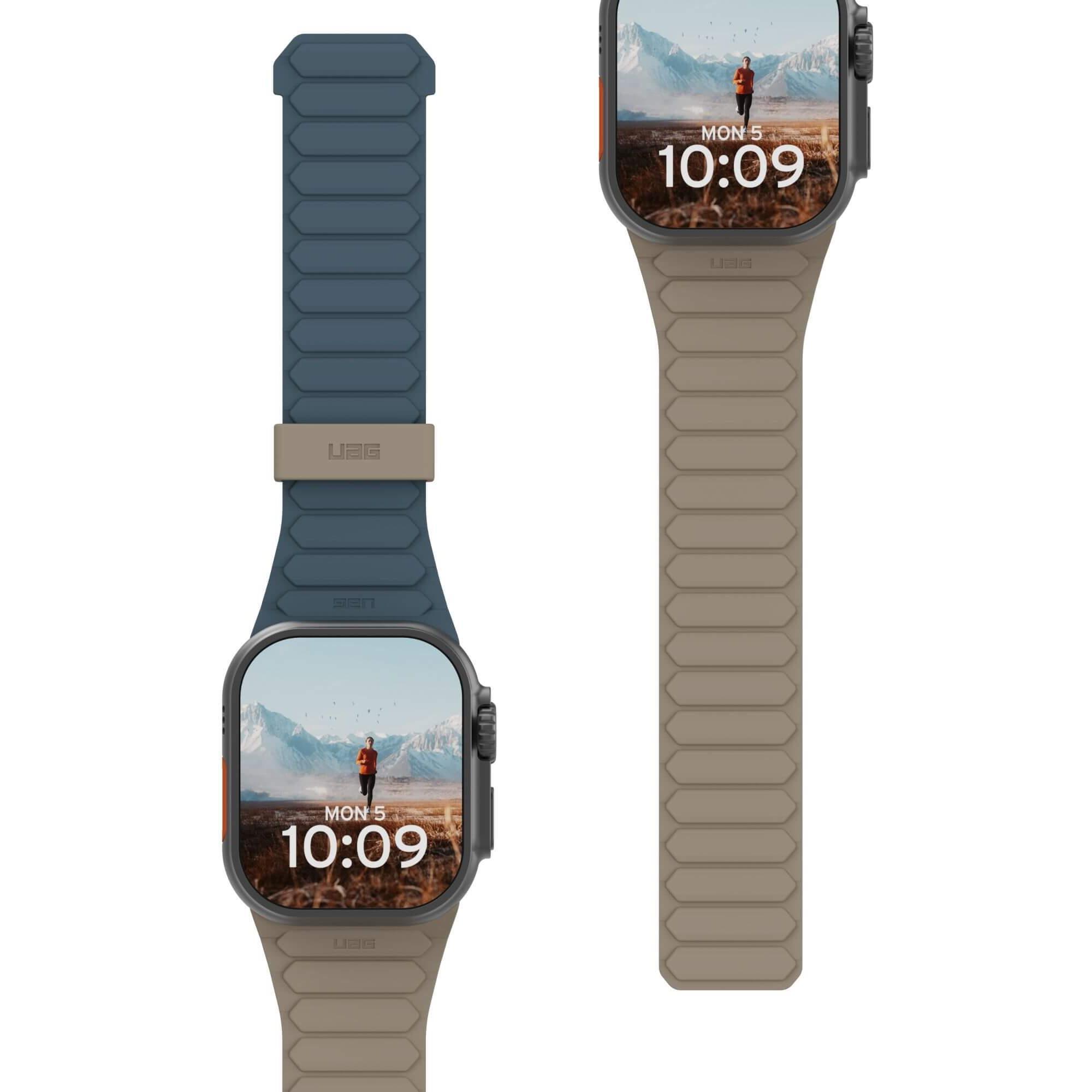 UAG Pathfinder Strap (Silikon, Apple Watch), Uhrenarmband, Beige, Blau