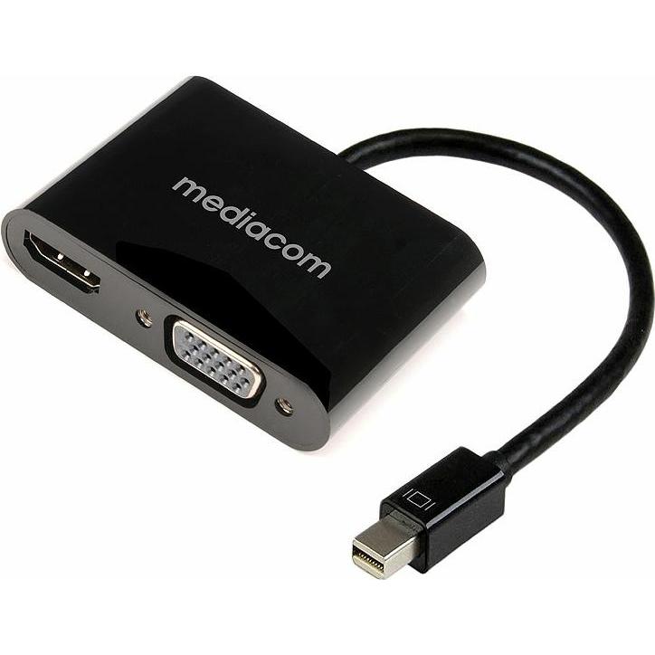 Mediacom MD-M200 Adattatore Mini DisplayPort a Hdmi (Mini DP, HDMI), Adattatore dati + video, Nero