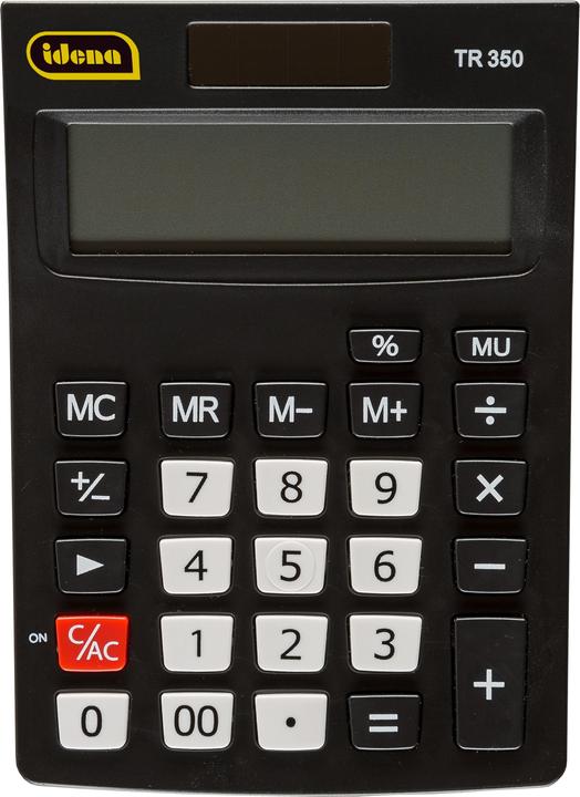 Produktbild Idena Taschenrechner TR350 solar schwarz 12-stelliges Display (Solarzellen)