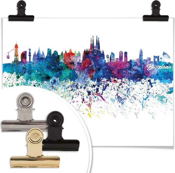 Actual product image Trenddeko Barcelona watercolor skyline (30 x 24 cm)