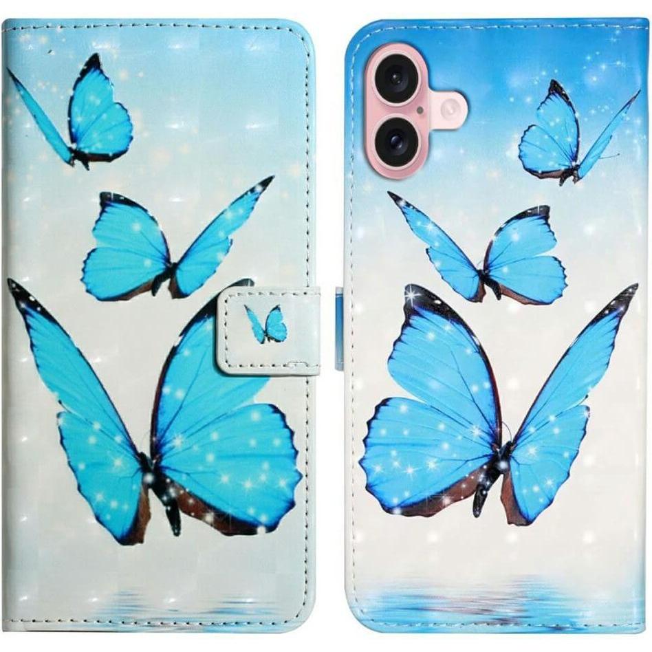 Cover-Discount iPhone 16 - Etui Glitzer Effekt (Apple iPhone 16), Smartphone Hülle, Blau