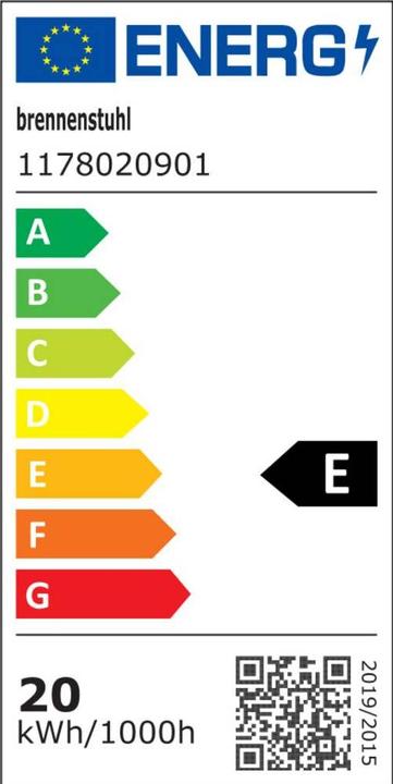 Energie-Label Brennenstuhl LED Strahler AL 2050 mit PIR (20W, 2080lm, 3000K, IP44, LED Fluter zur Wandmontage mit Bewegungs (2080 lm)