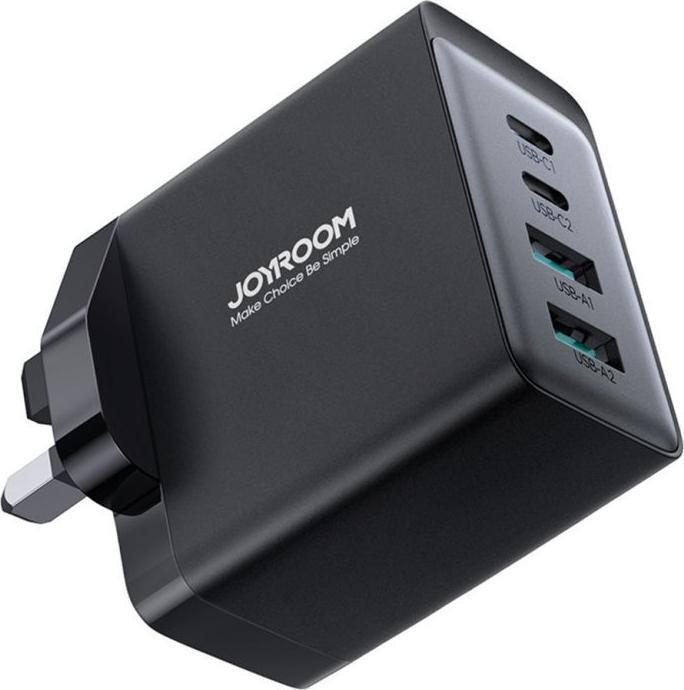 Produktbild Joyroom TCG02 PD USB-C USB-A 67W GaN-Wandladegerät (UK) + USB-C-Kabel – Schwarz (67 W)