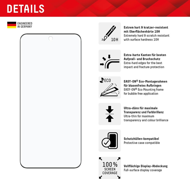 Actual product image Displex Real Glass, Full Cover Panzerglas (1 Piece, Xiaomi 14 Pro, Xiaomi 14 Ultra)