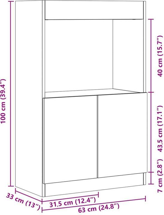 Produktbild vidaXL Highboard (63 x 33 x 100 cm)
