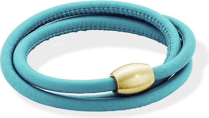 Image du produit Xen Bracelet en cuir turquoise avec fermeture magnétique 1 brillant doré jaune - longueur au choix (53 cm, Cuir et acier inoxydable)