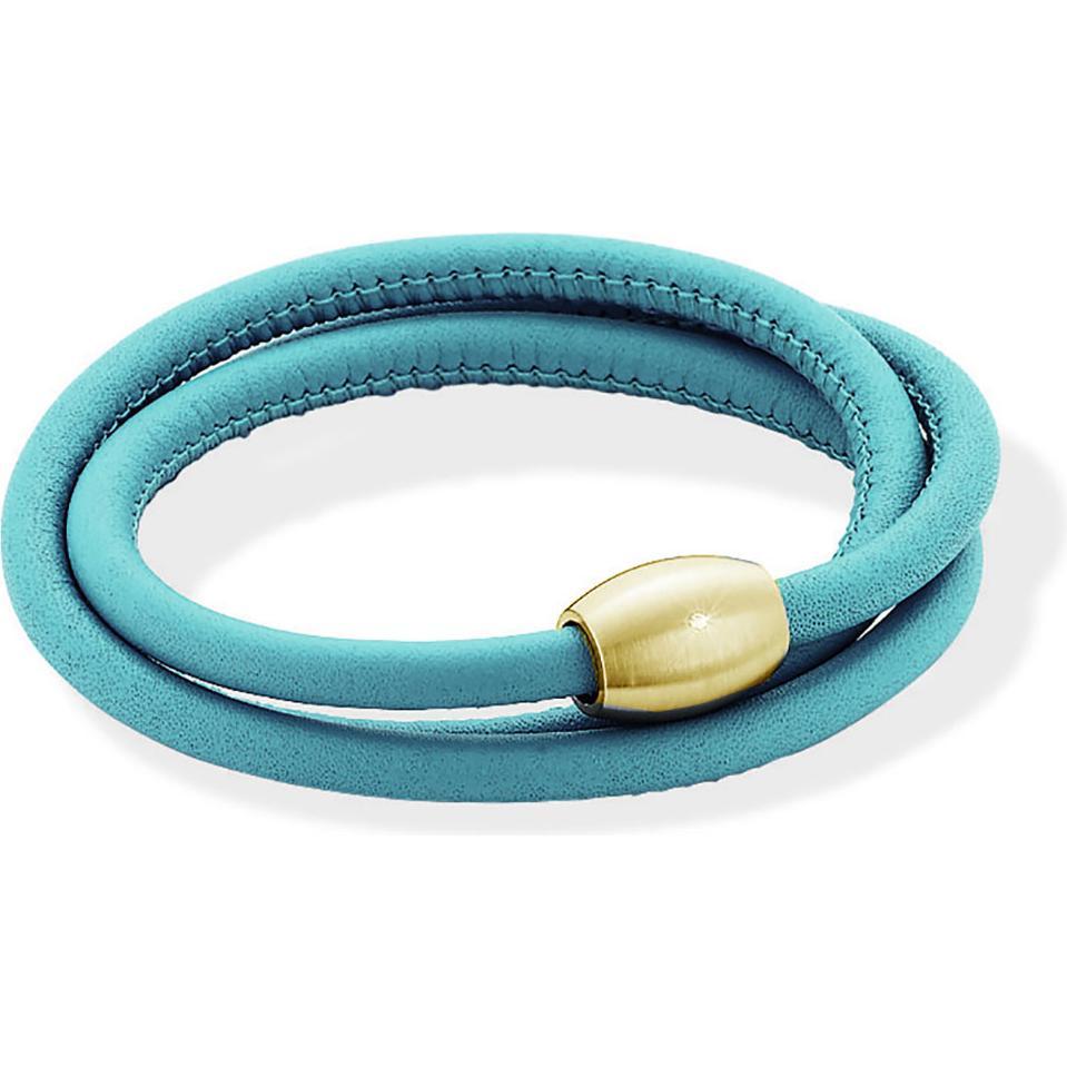 Xen, Armschmuck, Lederarmband Türkis mit Magnetverschluss 1 Brillant gelb vergoldet - Länge zur Wahl, (65 cm, Leder und ...