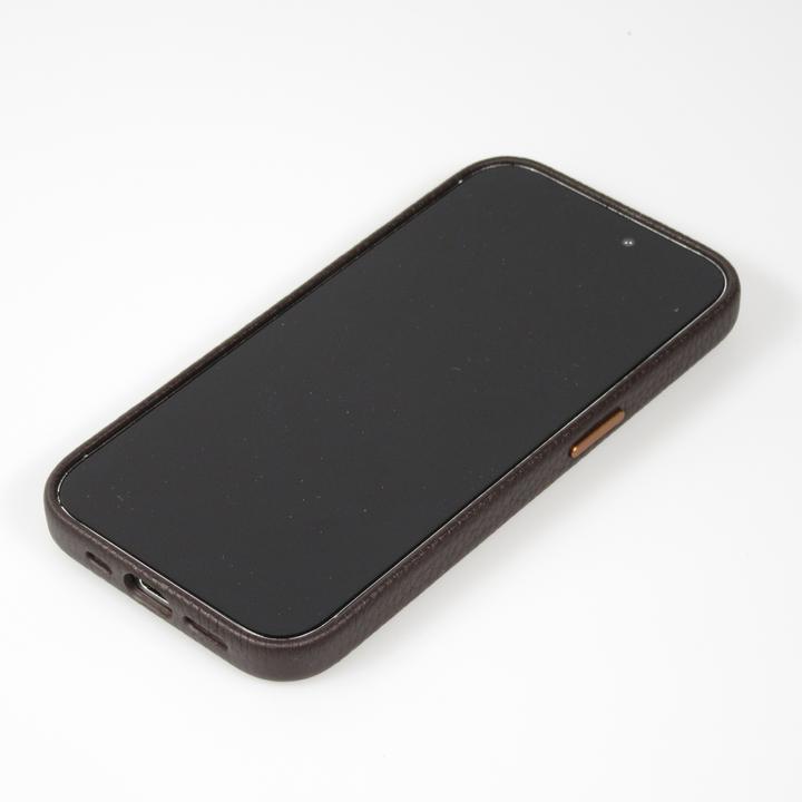 Image du produit PhoneLook Coque Cuir de veau luxe grainé intégral avec boutons métalliques et MagSafe foncé (Apple iPhone 15)