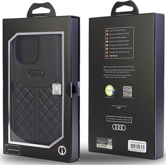 Actual product image Audi Genuine Leather iPhone 14 Pro Max 6.7" czarny/black hardcase AU-TPUPCIP14PM-Q8/D1-BK (Apple iPhone 14 Pro Max)