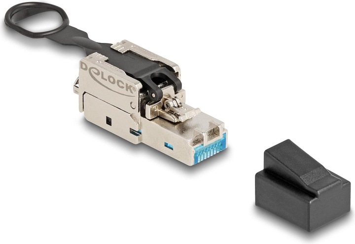Delock RJ45 Stecker feldkonfektionierbar Cat.6A mit Push und Pull Lasche werkzeugfrei (Netzwerkkabel Stecker)