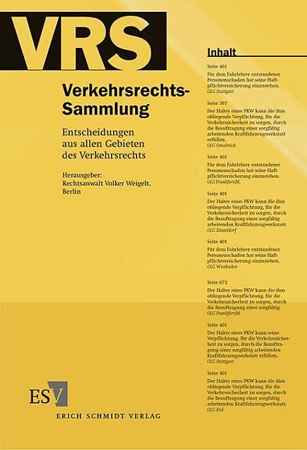 Produktbild Verkehrsrechts-Sammlung (VRS) (Deutsch, 2008)