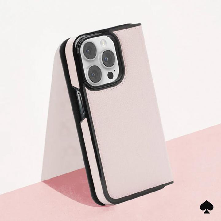 Image du produit Kate Spade Wrap Folio Case - Étui en cuir à rabat pour iPhone 15 Pro (parchemin clair) (Apple iPhone 15 Pro)