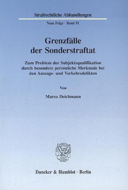 Produktbild Grenzfälle der Sonderstraftat (Deutsch, Marco Deichmann, 1994)