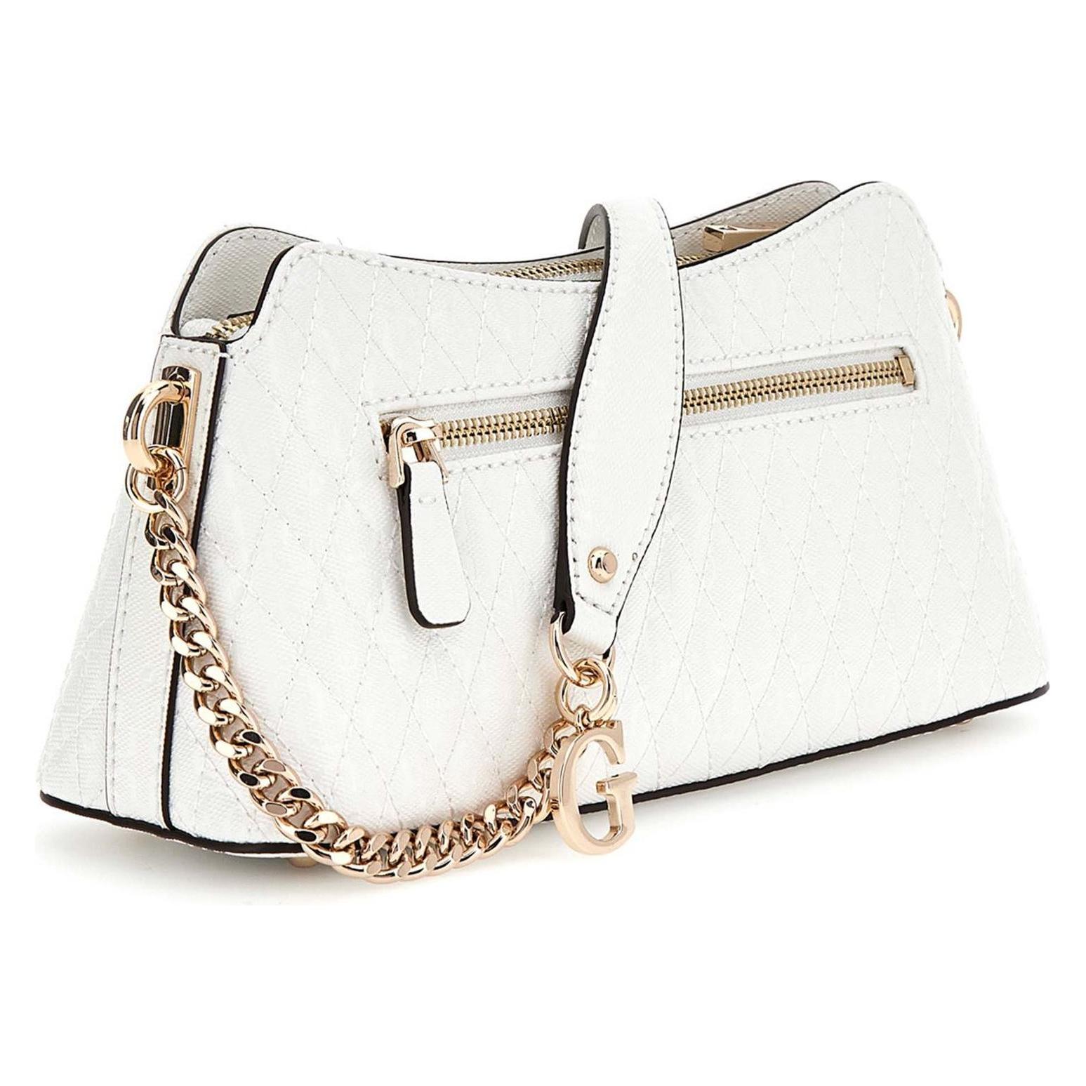Guess, Damen, Handtasche, Betula Top Zip Shoulder Bag, Weiss