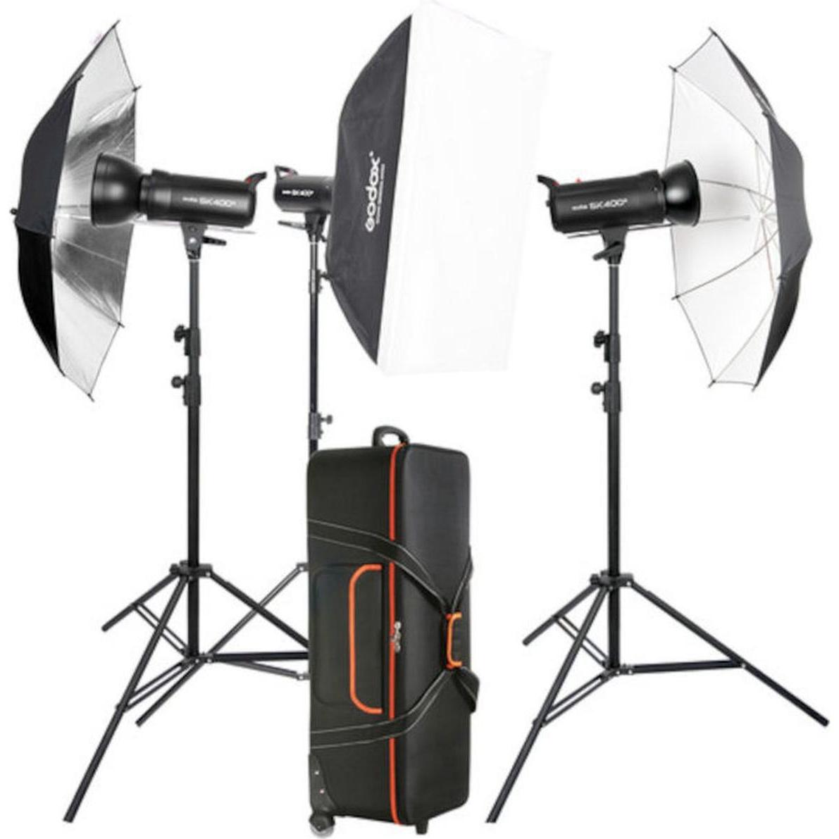 Godox SKII400 Kit flash da studio 400 D (Set, 400 Ws), Flash da studio, Nero, Argento