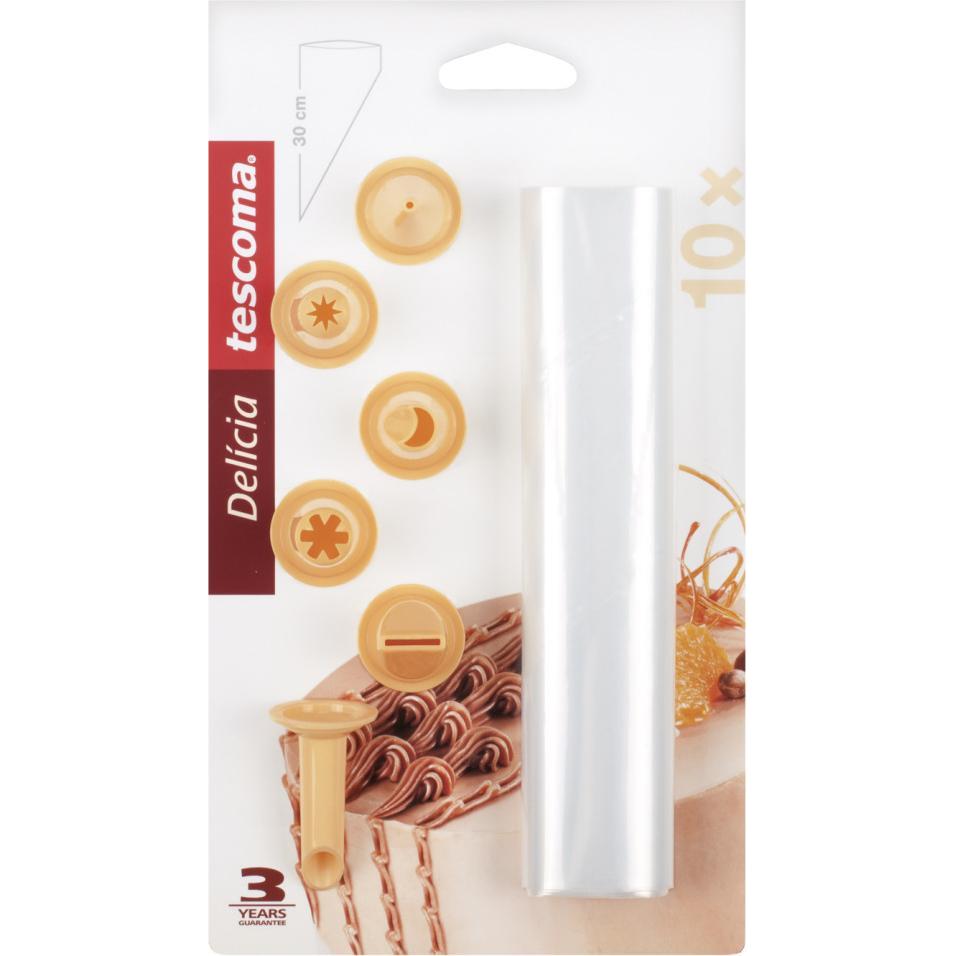 Tescoma Sacchetto per piping Delicia, 10 pezzi, 6 beccucci, Sac à poche