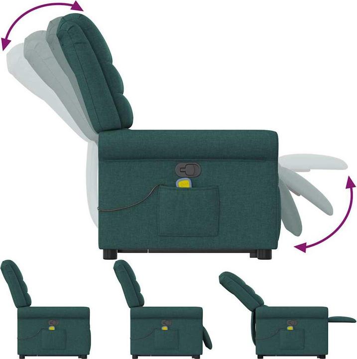 Immagine prodotto VidaXL Poltrona massaggiante con ausilio stand-up in tessuto verde scuro