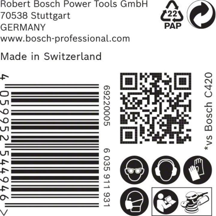 Image du produit Bosch Professional Zubehör EXPERT C470 Papier abrasif sans trous pour meuleuses d'angle et perceuses, 125 mm, G 400, 50 pcs. (400)