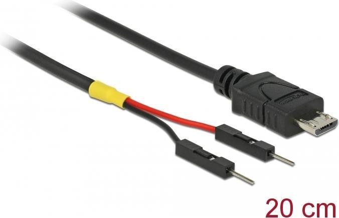 Actual product image Delock USB power cable Micro-B to 2 x post plug single power 20 cm (0.20 m)