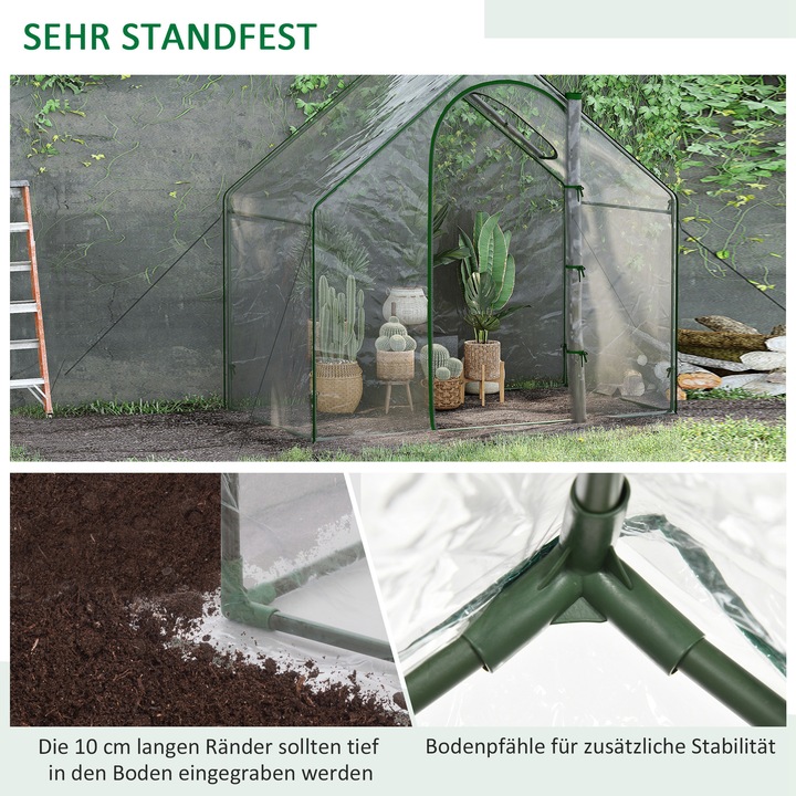 Produktbild Outsunny Foliengewächshaus mit Oberfenster
