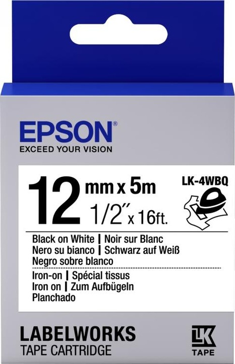 Energielabel Epson Labelcassette Lk-4wbq (1.20 cm, Zwart)