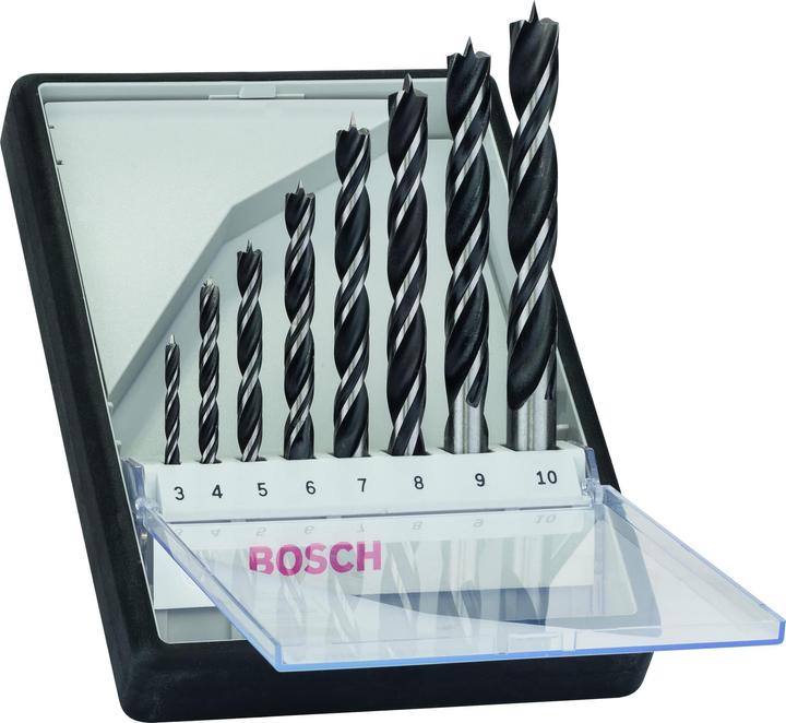 Bosch Professional Zubehör PRO Wood Holzspiralbohrer-Set. 8-tlg. (5 mm, 6 mm, 7 mm, 8 mm, 9 mm, 10 mm, 3 mm, 4 mm)