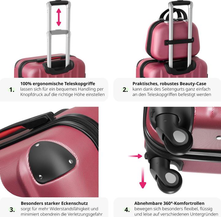 Produktbild tectake Hartschalenkoffer (90 l, Handgepäck (bis 50l), M (50 - 90l), L (90 - 115l))