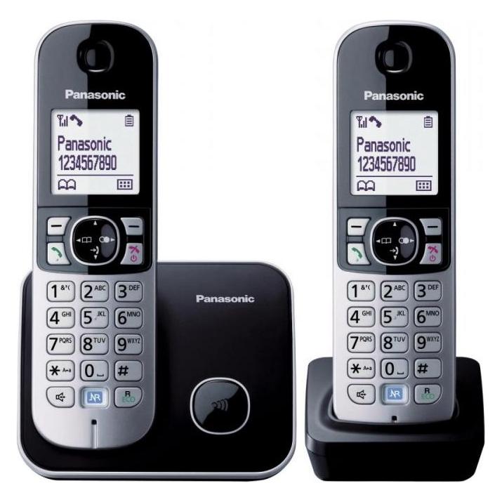 Panasonic KX-TG6812 DECT-Telefon Anrufer-Identifikation, Telefon, Schwarz, Silber