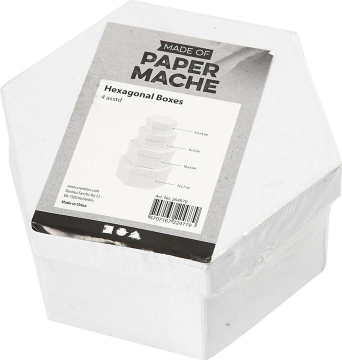 Image du produit Creativ Company Papp-Schachtel sechseckig 4 Stück, Weiss