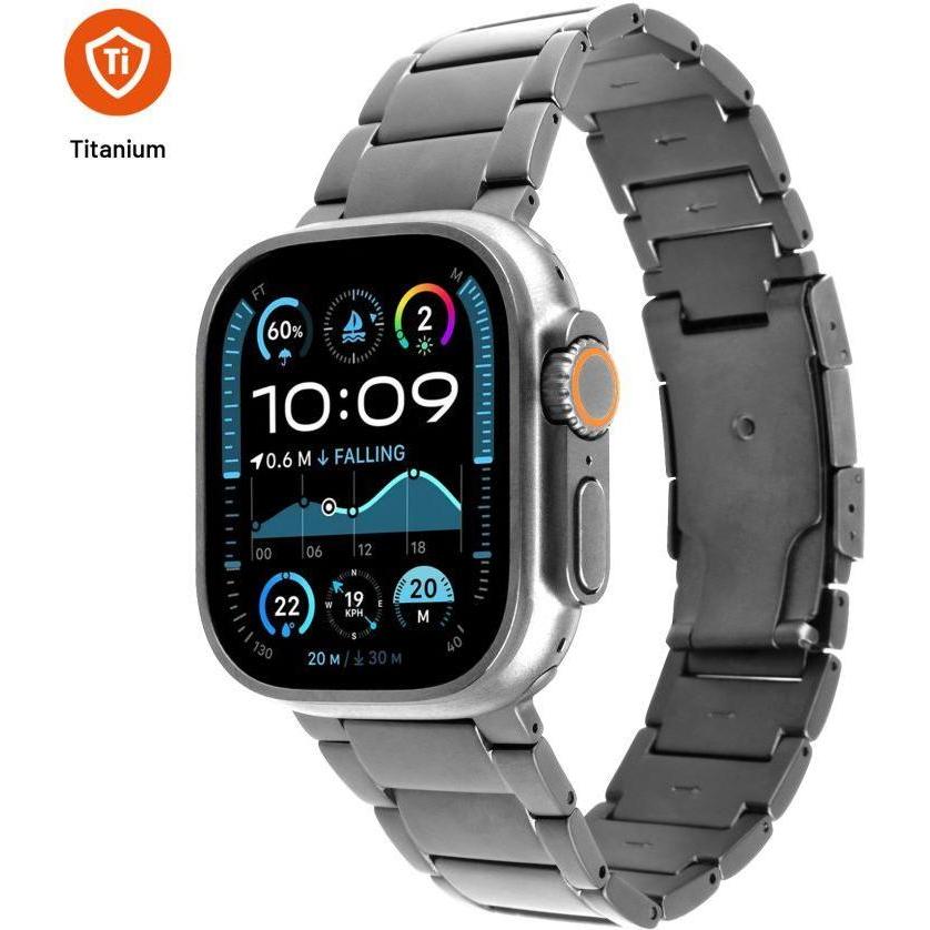Fixed Titan Clock Basis Apple Watch 44/45/46/49mm für Smart Clock, Natural Titanium (Titanio), Cinturini per orologi, Grigio