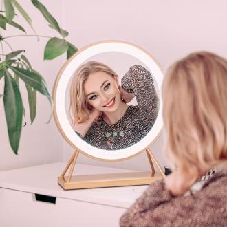 Actual product image Humanas Lustro make-up mirror HS-HM04 with LED lighting (Ø 40 cm)