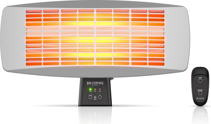 Brandson Heizstrahler, Fernbedienung & Wandhalterung, 1800 W, für Wickeltisch, Sicherheitsgitter, 25° neigbar