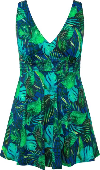 Image du produit Ulla Popken Robe de bain à bonnets souples, imprimé jungle, bretelles ajustables (42)