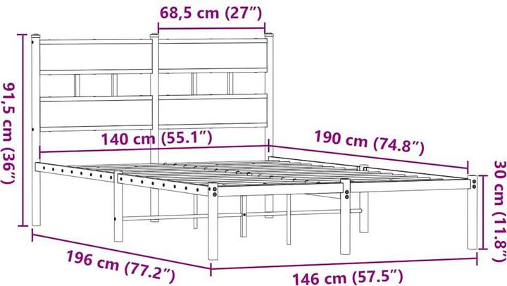 Image du produit vidaXL Bettgestell (140 x 190 cm)