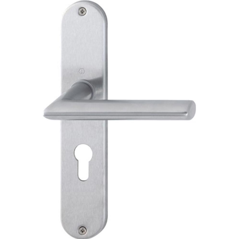 Hoppe, Türgriff + Fenstergriff, Langschildgarnitur Stockholm E1140Z/302 Edelstahl F69 PZ 72 mm DIN links / rechts (Türga...
