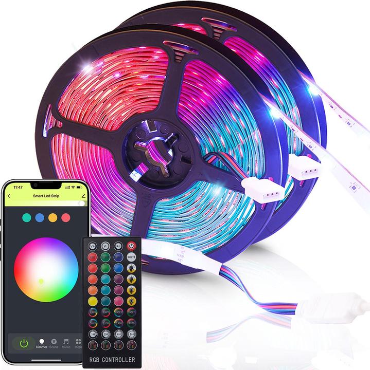 Produktbild Casativo WLAN-RGB-LED Streifen mit App- und Sound-Steuerung (RGB, 1000 cm, Indoor)