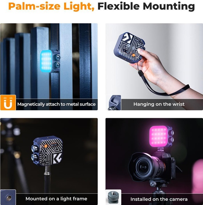 Produktbild K&F Concept RGB LED Video Light, Built-in 2000mA battery (Blue) (Videoleuchte)