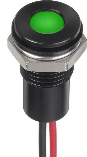 Produktbild RS PRO 8mm flush IP67 sealed black LED, grn 12V
