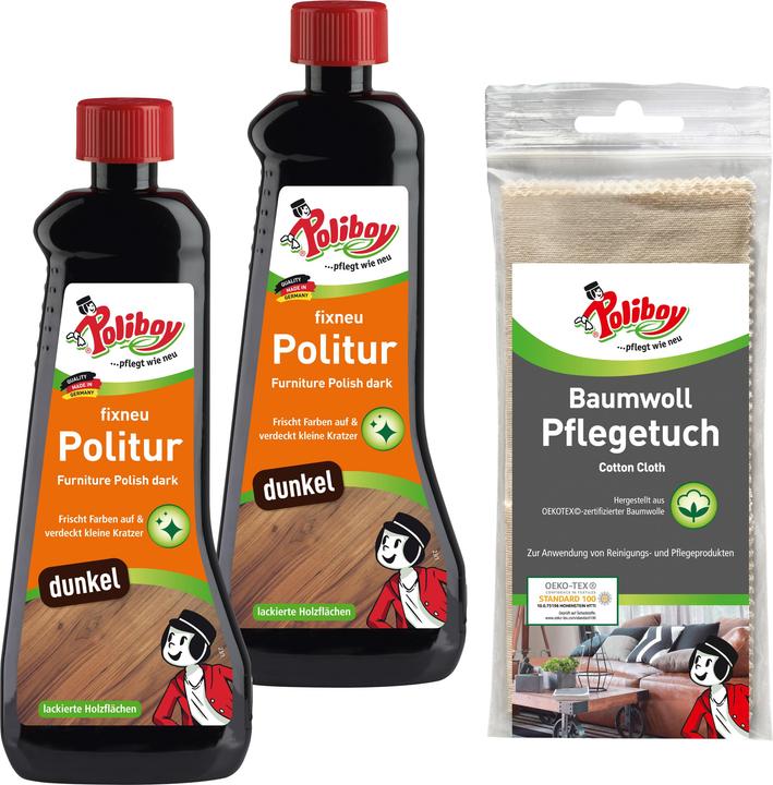 Produktbild Poliboy 2x 500ml Fixneu Politur dunkel mit Baumwolltuch