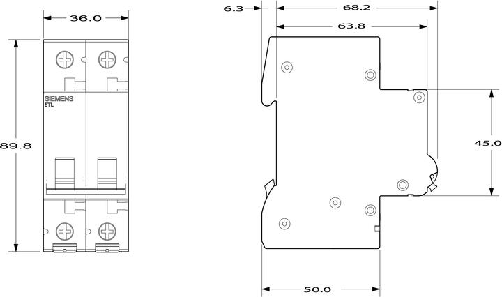 Produktbild Siemens 63A double pole, red handle