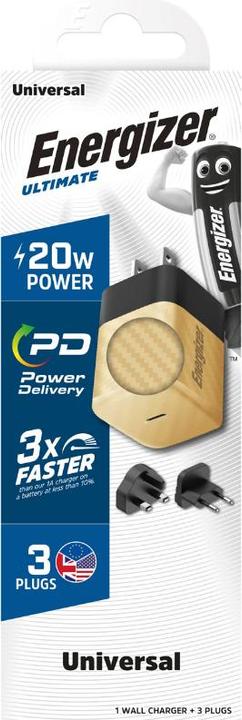 Produktbild Energizer Power-Delivery Ladegerät – 20 W – EU/UK/US, gold (20 W)